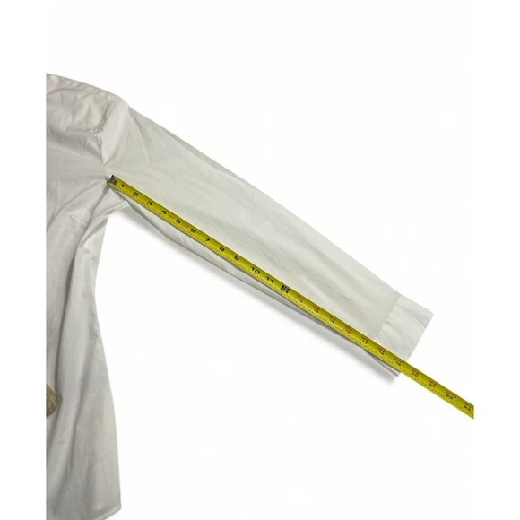 BANANA REPUBLIC White Tailored Fit Long Sleeve Button-Up Ruffle Blouse Size 8 - Picture 12 of 13